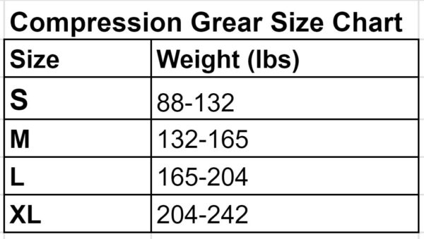 Compression Gear Size Chart