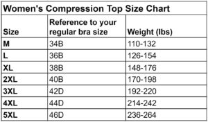 Women's Compression Top Size Chart